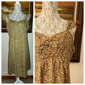 Vintage 1970s Handmade Cotton Ditsy Floral Print Sundress